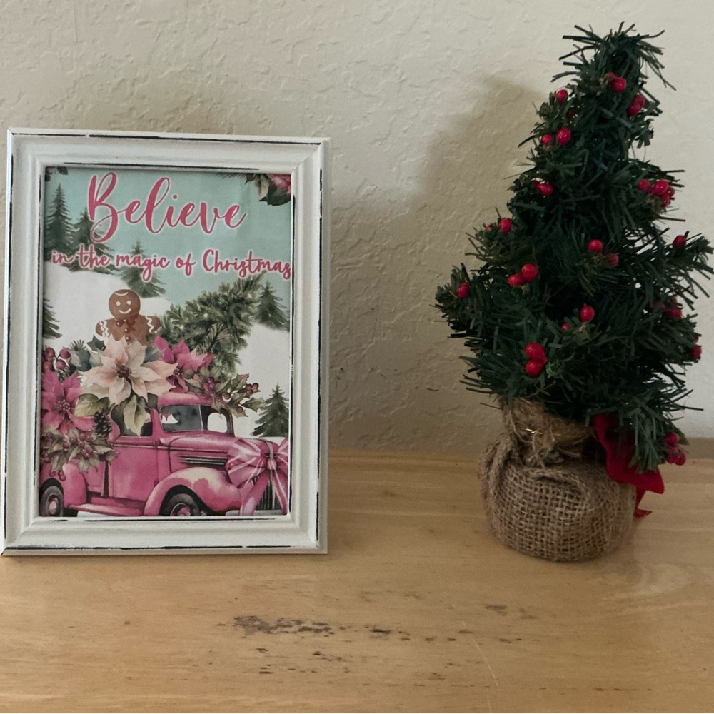 Farmhouse Christmas Believe picture 5x7 w/frame